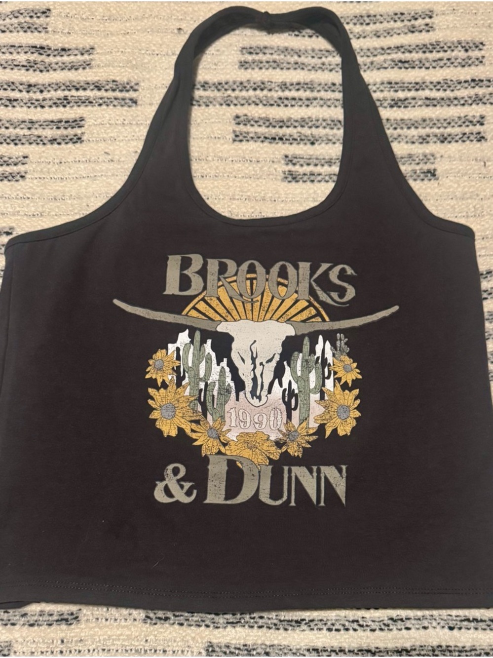 Brooks & Dunn Crop Tank Top Western Graphic Y2K Country Cowgirl Black